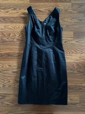 Esprit Collection Women's Black Sheath Dress US 8 Sleeveless V-Neck Cotton Blend